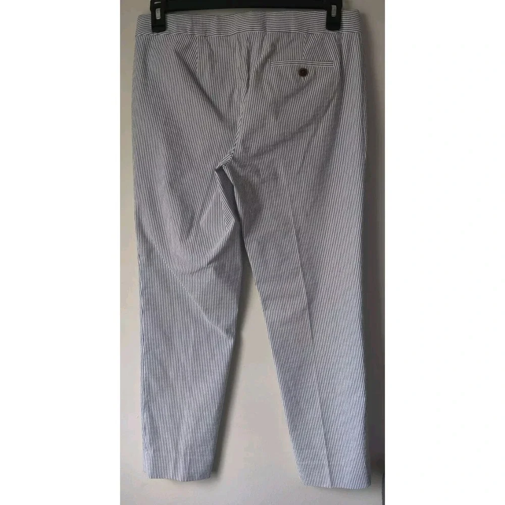 J.Crew Women's Striped Cotton Ankle Pants Size 6 Blue/White Mid Rise Lightweight